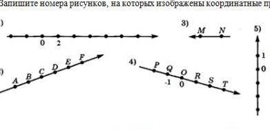 Запишите номера рисунков на которых расположены координатные прямые 1 2 3 4 5 немножко не видно ну д