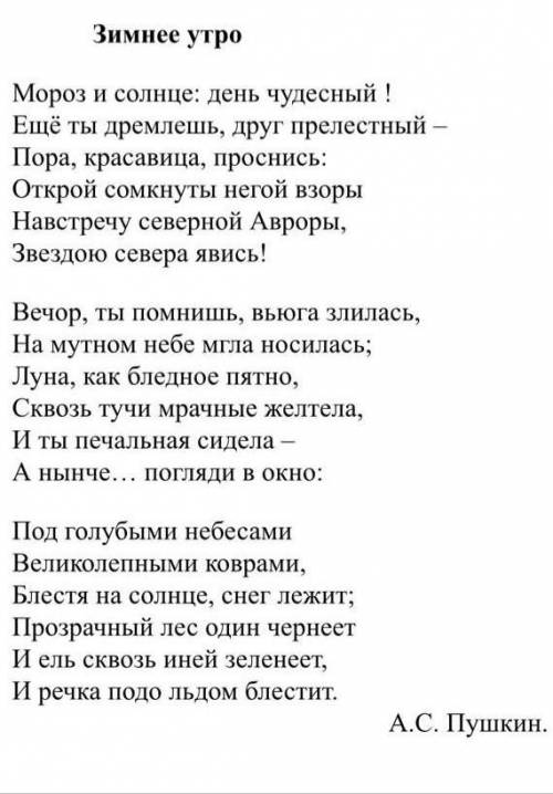 Придумайте заголовок отражающий идею текста Зимнее утро​