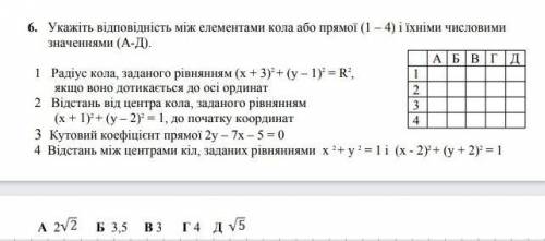 Добавить соответствие между элементами круга или прямой (1-4) их числовыми значениями (А-Д)​