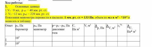 заполнить таблицу по физике