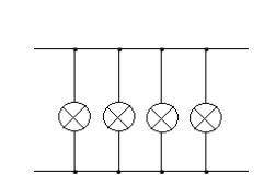 Загальний опір чотирьох однакових ламп, ввімкнених так, як показано на малюнку, дорівнює 75 Ом. Чому