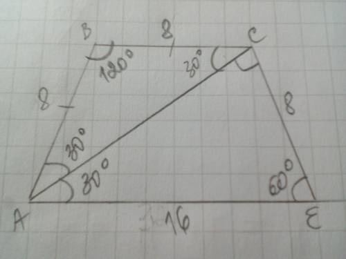 В равнобокой трапеции AВCD АD и ВС ‒ основания. Угол А меньше угла В на 30°. Найдите все углы трапец