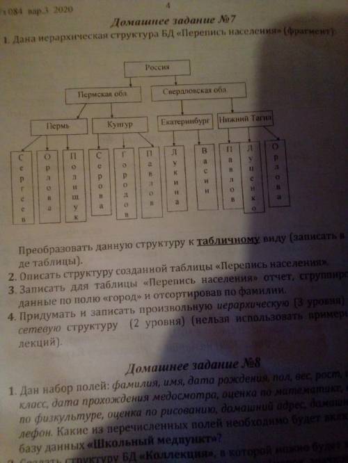 Можете Преобразовать эту структуру к табличному виду(записать в виде таблицы) 2) Описать структуру с