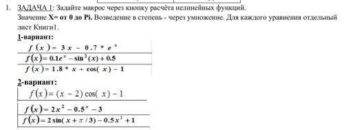 с составлением кода VBA и блок-схем для этих производных функций. Фото прикрепляю