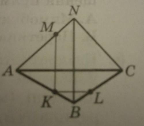Точка N не лежить у площині трикутника ABC . На відрізках AB,ВС і AN узято точки K, L і М так, що AK