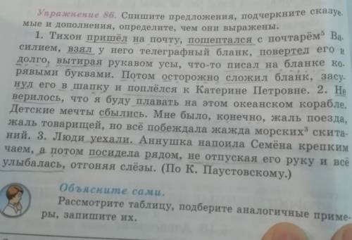 Спишите предложения подчеркните сказуемое дополнение Определите чем они выражены Тихон пришел на поч