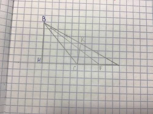 Правильно ли в тупоугольном треугольнике проведены:биссектриса,медиана,высота.BH-высота,CK-медиана,B
