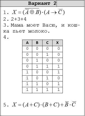 Построить логическое выражение по таблице истинности.(4 номер)