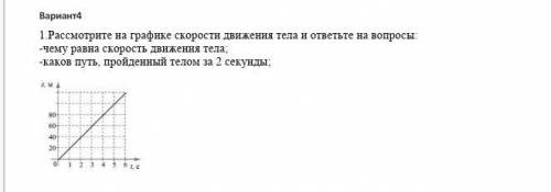 1.Рассмотрите на графике скорости движения тела и ответьте на вопросы: -чему равна скорость движения