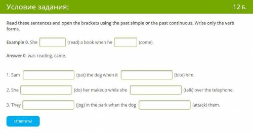 Read these sentences and open the brackets using the past simple or the past continuous. Write only