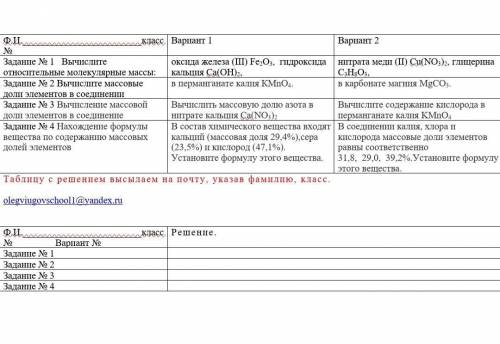 с заданием по химии Кто сделает тому первый вариант Заранее