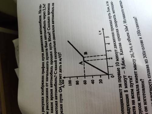 С какой скоростью двигался автомобиль на отрезке пути ОА(ответ дать в м/с)