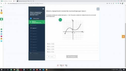 На рисунке изображен график функции y = f(x). Пользуясь графиком, найди множество значений данной фу