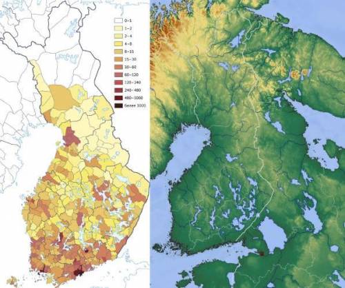 Карта плотность населения финляндия