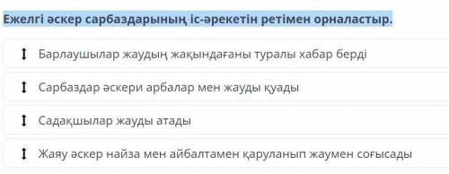 Ежелгі әскер сарбаздарының іс-әрекетін ретімен орналастыр.