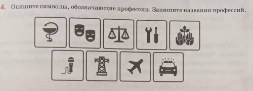 4. Опишите символы, обозначающие профессии. Запишите названия профессий Нужно обязательно описать эт