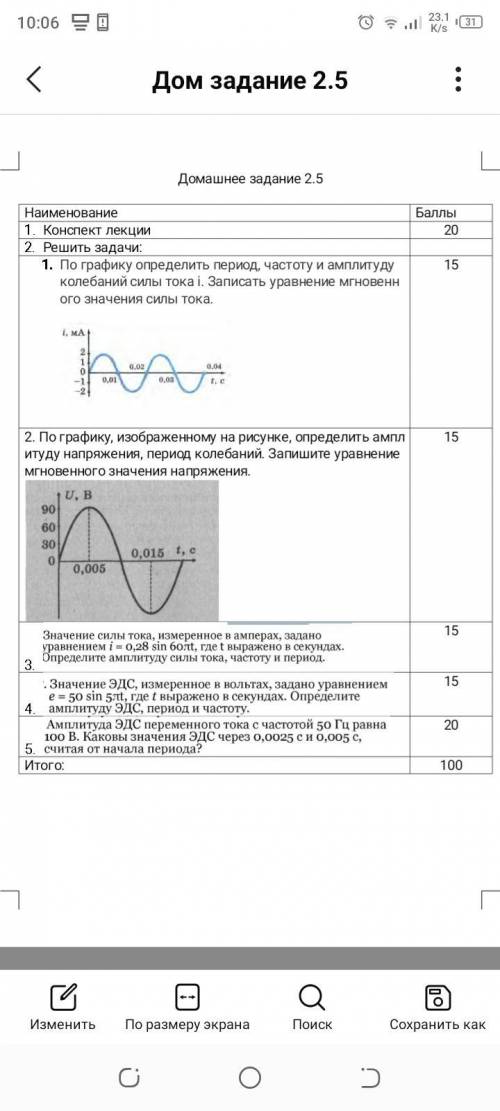 По графику определить период,частоту и амплитуду колебаний силы тока i