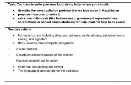 Написать письмо на английском Task: You have to write your own fundraising letter where you should: