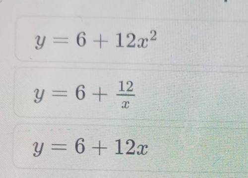 Укажи функцию, которая является линейной.y=6+12x²y=6+12 xy=6+12x​