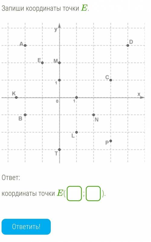 Запиши координаты точки E. ​