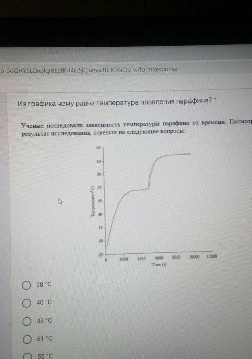 Из графика чему равна температура плавления парафина? Ученые исследовали зависимость температуры п