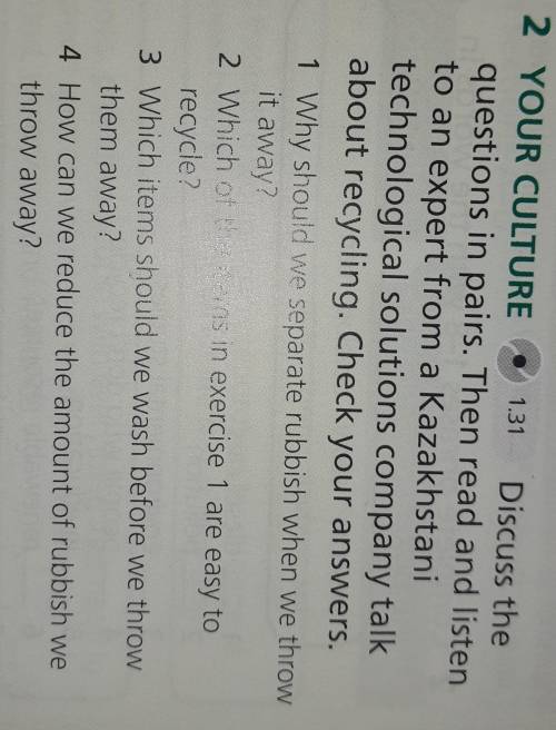 1.31 2 YOUR CULTUREDiscuss thequestions in pairs. Then read and listento an expert from a Kazakhstan