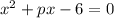 {x}^{2} + px - 6 = 0