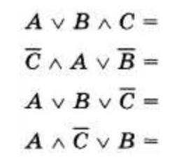 Определите, какие значения принимают выражения, если A=1, B=0, C=0