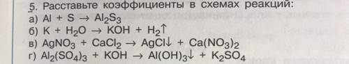 Расставьте коэффициенты в схемах реакции