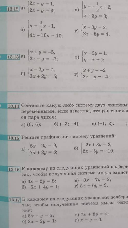 13.15(б), 13.16(б),13.17(б)13.12(а,г), 13.16(а),13.17(а)решить графически систему уравнений​