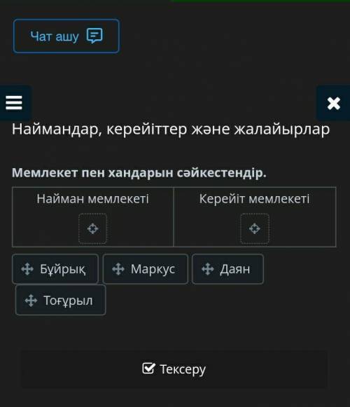 Наймандар, керейіттер және жалайырлар Мемлекет пен хандарын сәйкестендір. сделою лучший ответ Я став