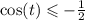\cos(t) \leqslant - \frac{1}{2}