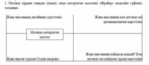 Мәтінді мұқият тыңда (оқып), онда көтерілген мәселені «фрайер» моделіне сүйеніп, талдаңыз​