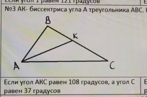 AK биссектриса угла A треугольника ABC Найдите угол B​