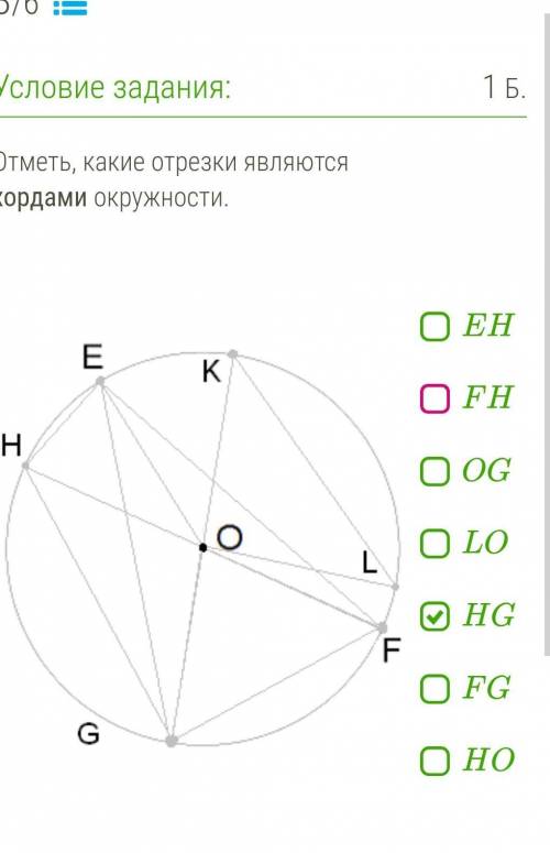 Отметь какие отрезки являются хордами​