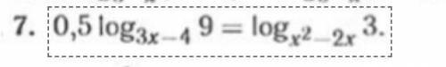 0,5 log (3x-4) (9)=log (x 2 -2x) (3)