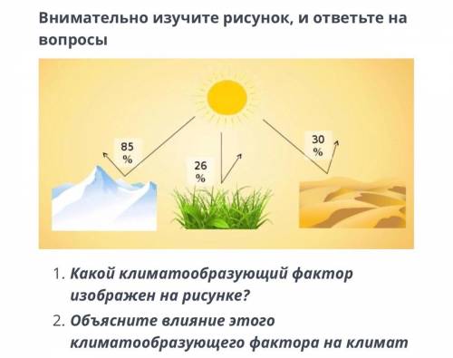 Внимательно изучите рисунок, и ответьте на вопросы 1. Какой климатообразующий фактор изображен на ри