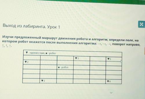 Х Выход из лабиринта. Урок 1Изучи предложенный маршрут движения робота и алгоритм, определи поле, на