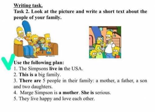 Task 2. Look at the picture and write a short text about the people of your family​