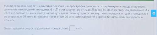 Найди среднюю скорость движения поезда и начерти график зависимости перемещения поезда от времени дв