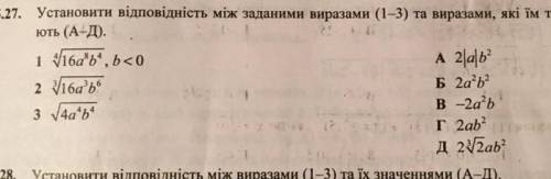 Будь ласка Установіть відповідність між заданими виразами (1-3) та виразами які тотожно дорівнюють