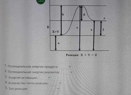 Найди значение областей на диаграмме, показывающих изменение потенциальной энергии во время Химическ