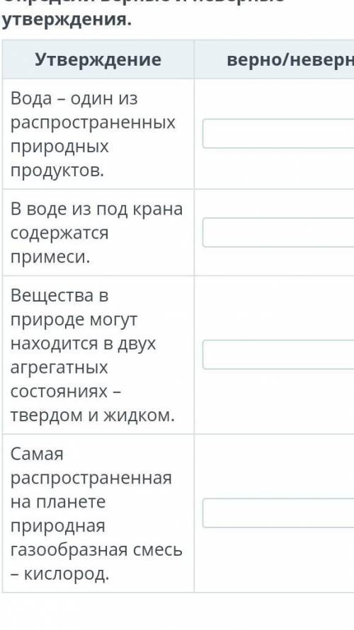 Определи верные и неверные утверждения вода один из распространенных продуктов только правильно:(​