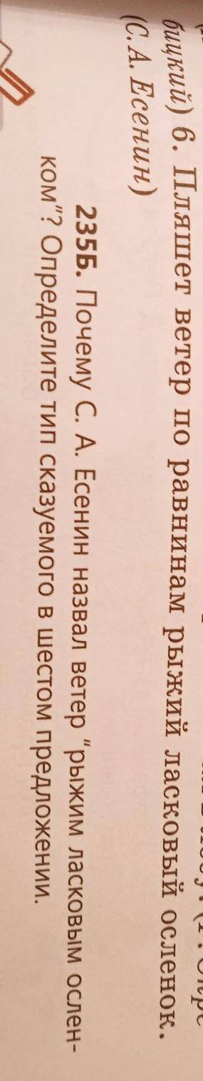 2356. Почему САЕсенин назвал ветер рыжим ласковым олен ком? Определите тип сказуемого в шестом предл