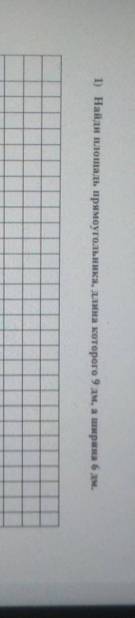 1) Найди площадь прямоугольника, длина которого 9 дм, а ширина 6 дм.​
