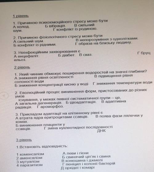 До ть Контрольна робота з біології 11 клас ​