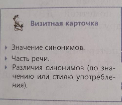 Выполните Упр. 247 по условию. Составь визитную карточку синонимов​