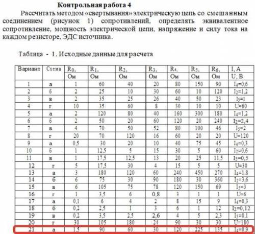 [Электротехника] : Рассчитать методом «свертывания» электрическую цепь со смешанным соединением (рис