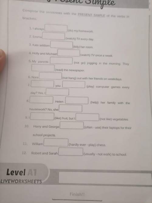 Complete the sentences with the present simple of the verbs in the brackets