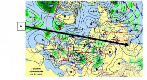 Определите область атмосферного давления по синоптической карте.​
